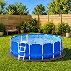 Pool Ground Cloth Light Grey Ø366 cm Polyester Geotextile Protective Liner Mat