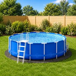 Pool Ground Cloth Grey Ø396cm Protective Geotextile Fabric Swimming Pool Liner