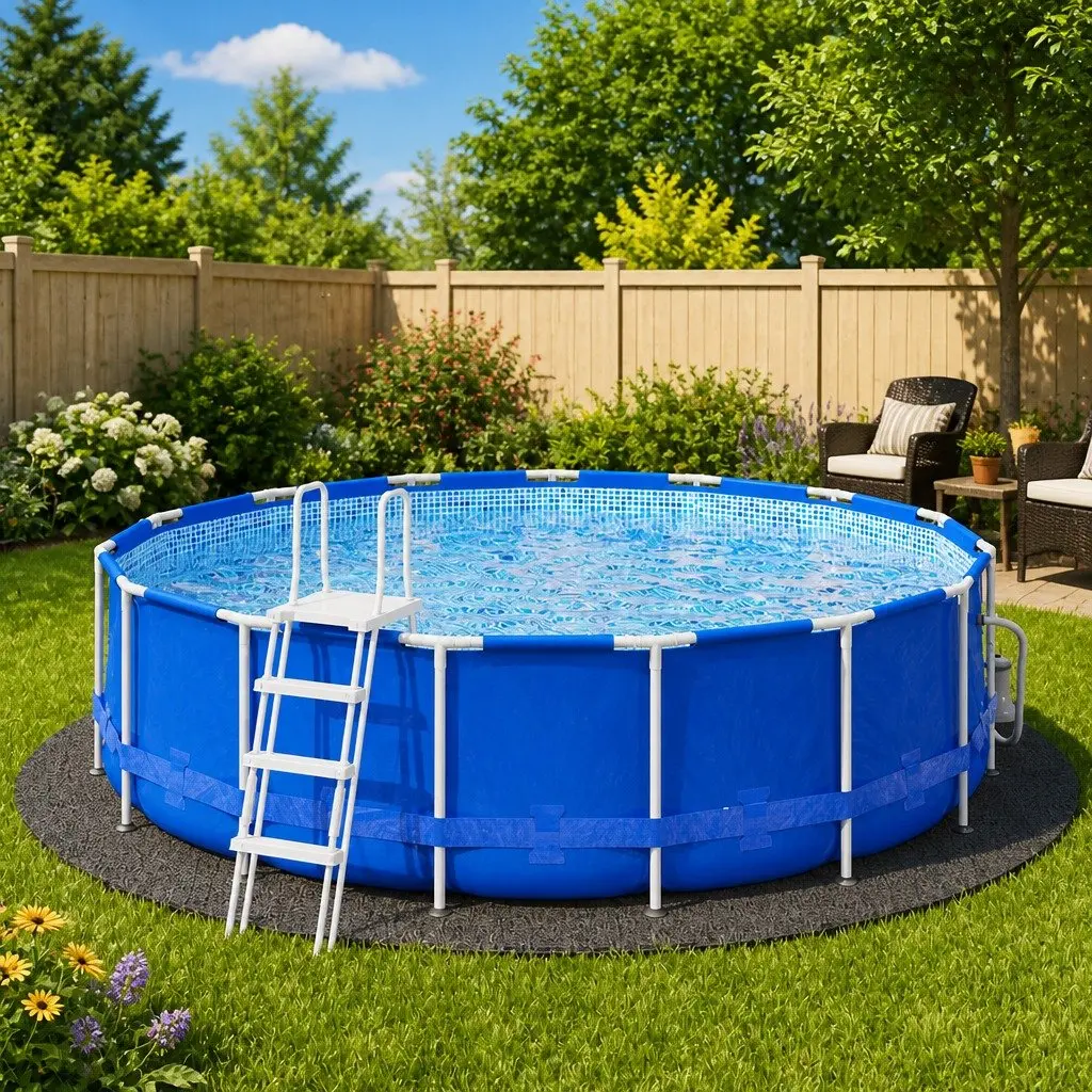 Pool Ground Cloth Light Grey Ø550cm Round Protective Geotextile Liner Underlay