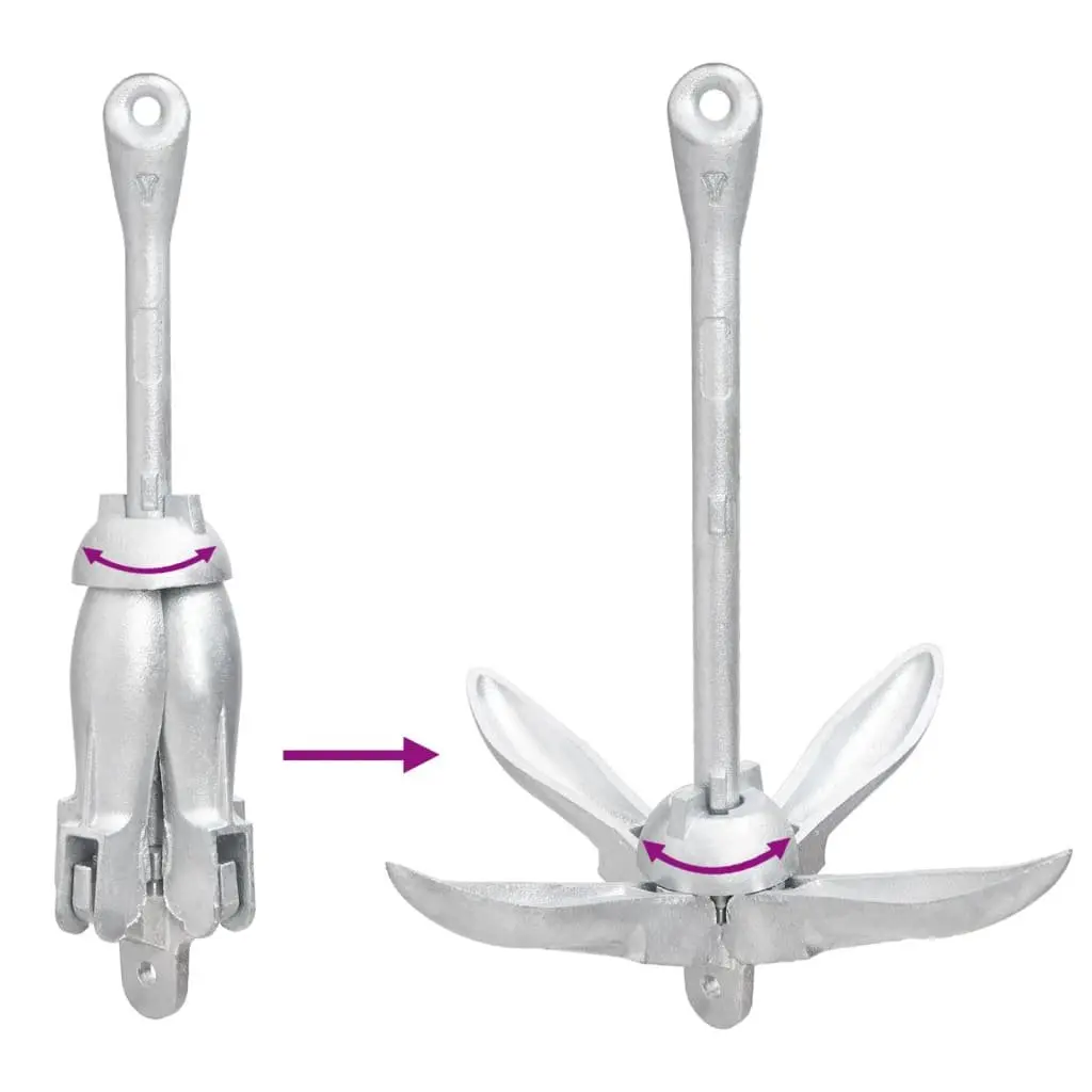Folding Anchor 4kg Silver Cast Iron 4-Claw