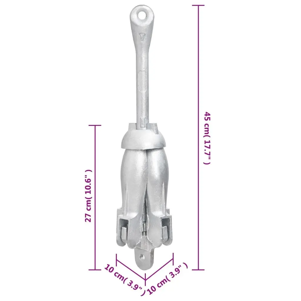 Folding Anchor 4kg Silver Cast Iron 4-Claw