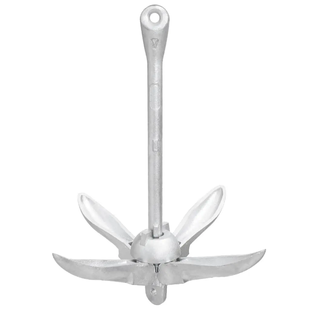 Folding Anchor 8 kg Silver Cast Iron 4-Claw Grapnel
