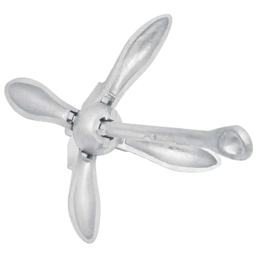 Folding Anchor 8 kg Silver Cast Iron 4-Claw Grapnel