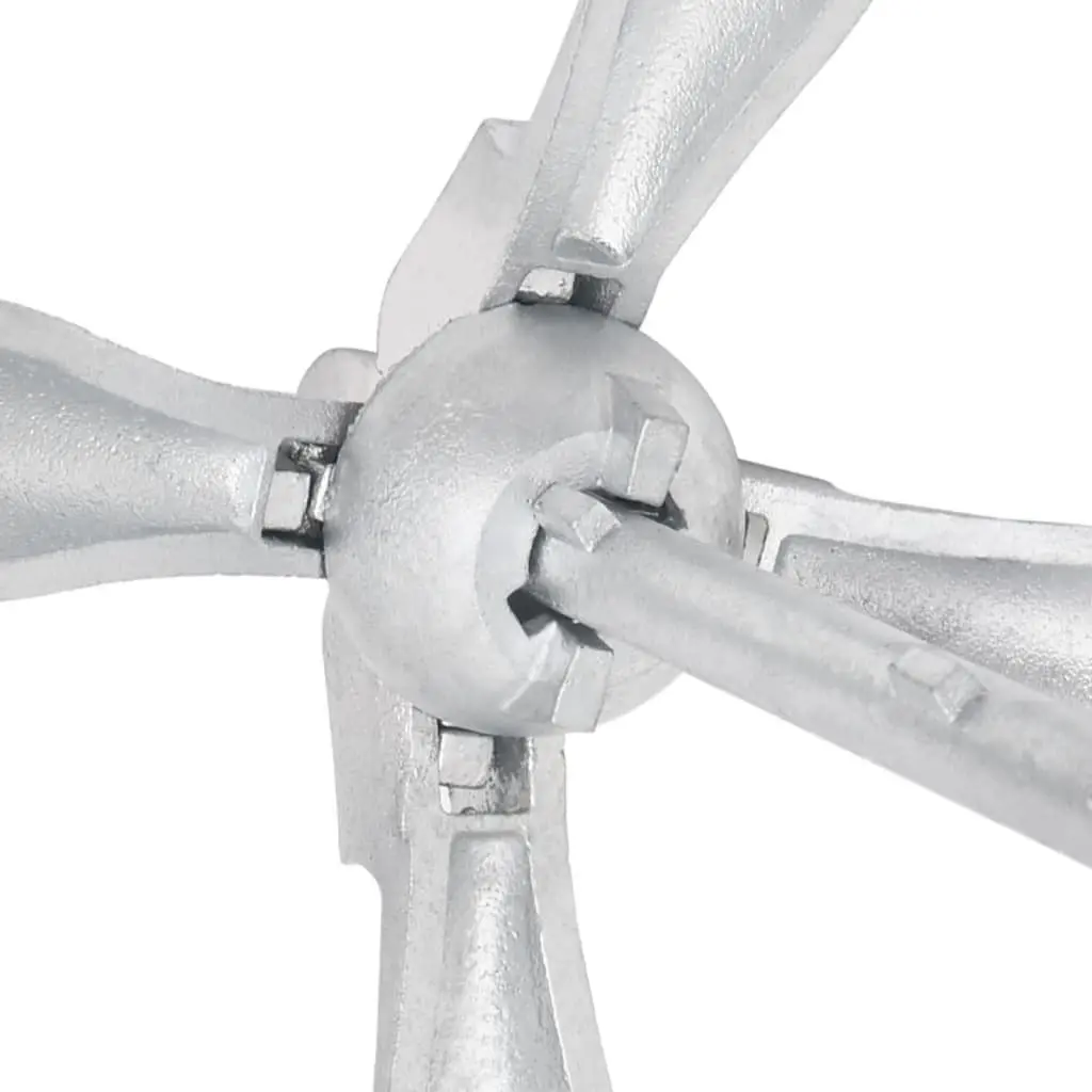 Folding Anchor with Rope 4kg Silver Cast Iron Grapnel