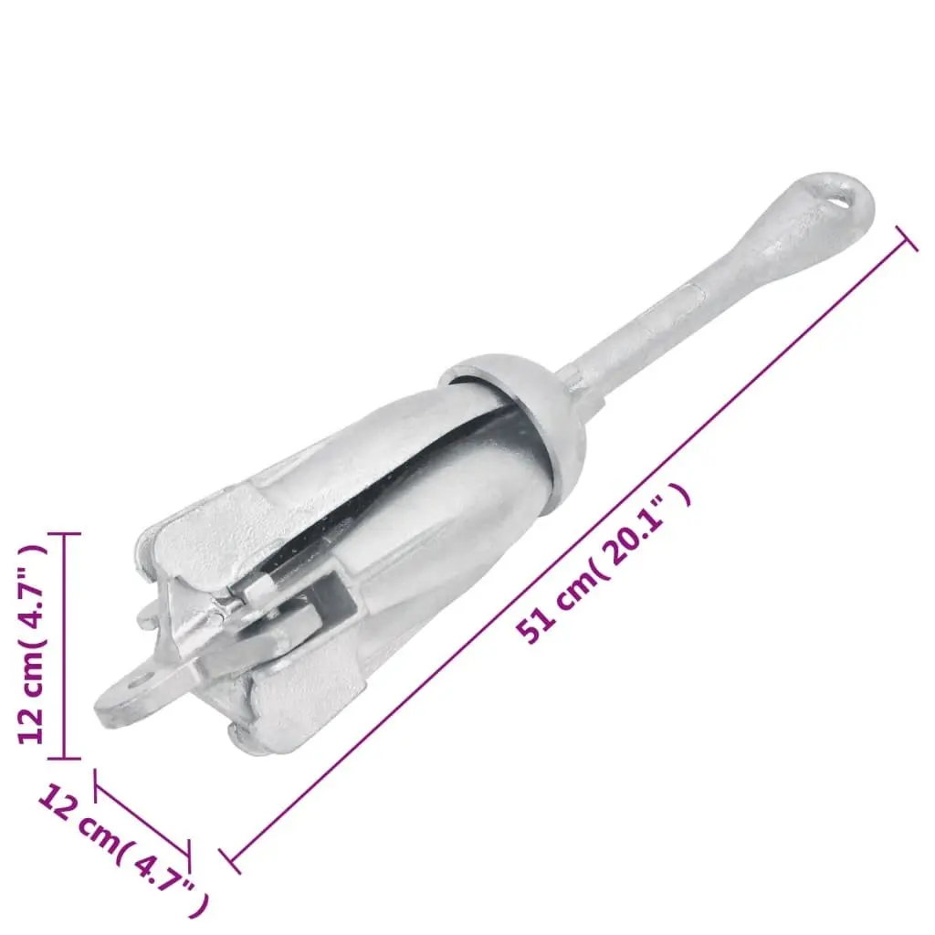 Folding Anchor with Rope Silver 6 kg Cast Iron Boat Docking Watercraft