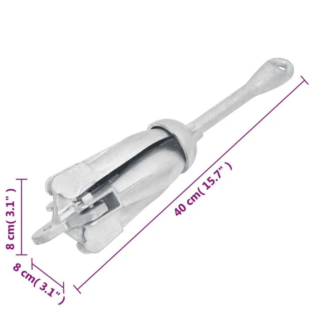 Folding Anchor 3.2 kg Silver 4-Claw Grapnel Docking Boat Watercraft Securing