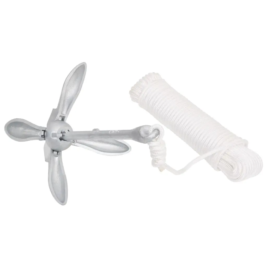 Folding Anchor 4-Claw Grapnel 1.5kg Silver