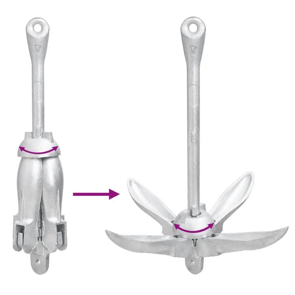 Folding Anchor 4-Claw Grapnel 2.5 kg Silver