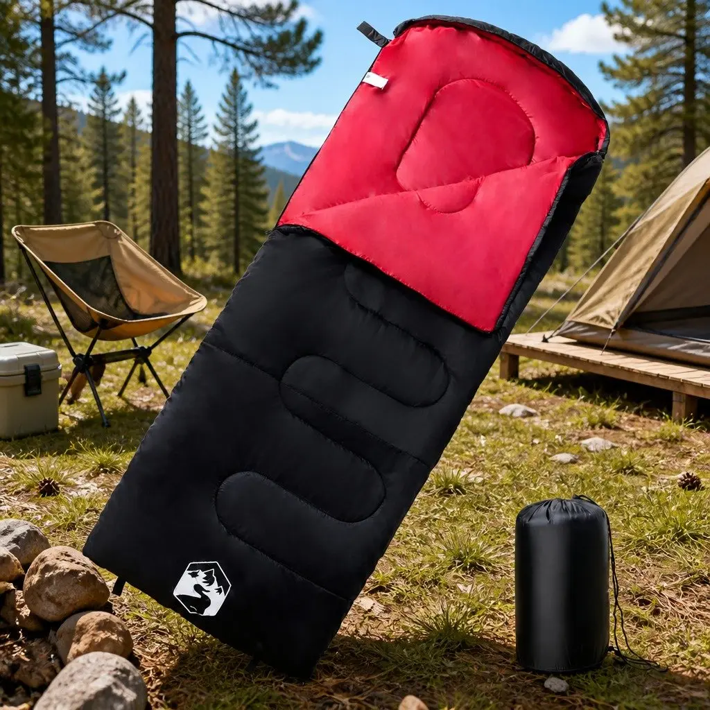 Sleeping Bag Water-Resistant Adults 3-4 Seasons Red