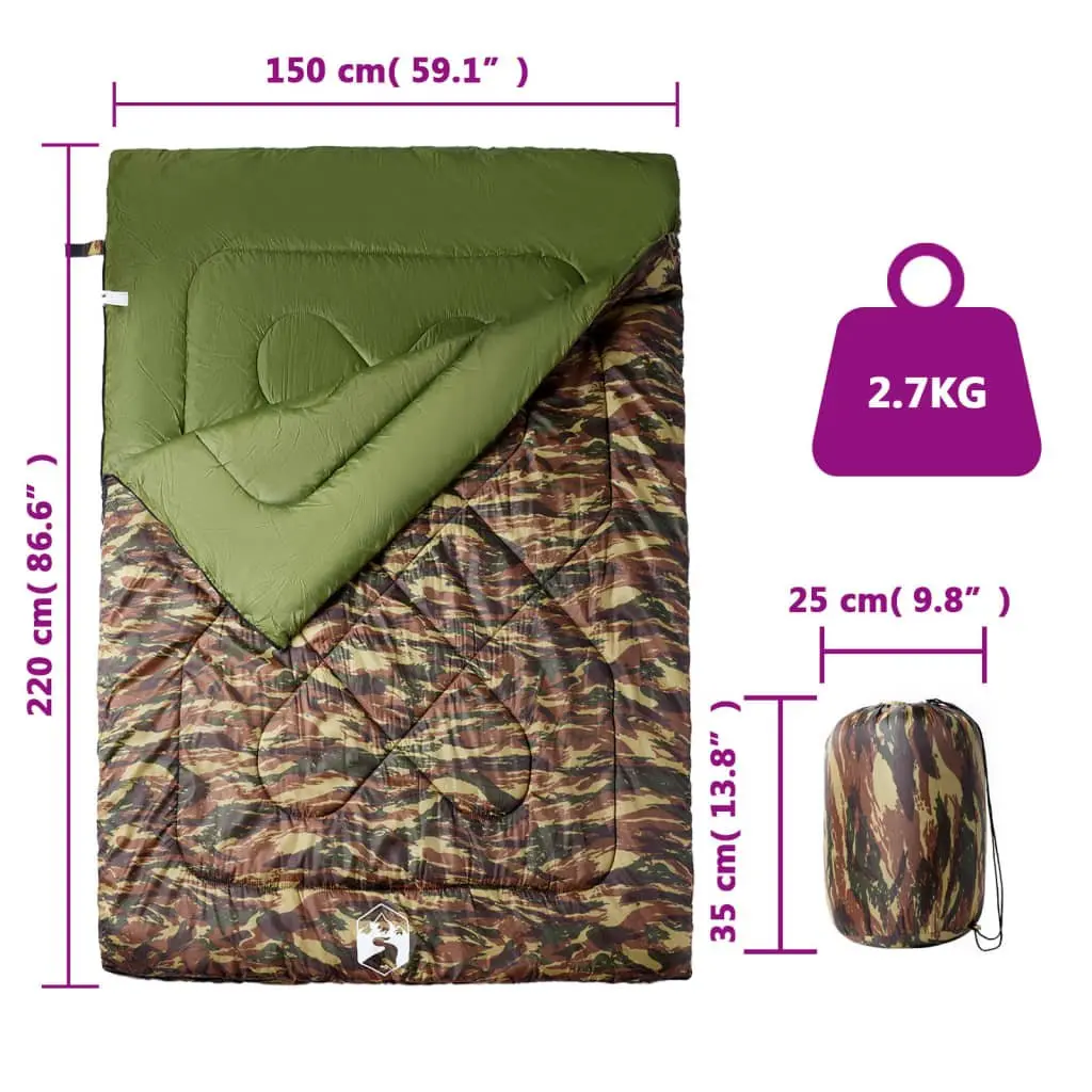 Double Sleeping Bag with Pillows Adults Camping Hiking 3-4 Season
