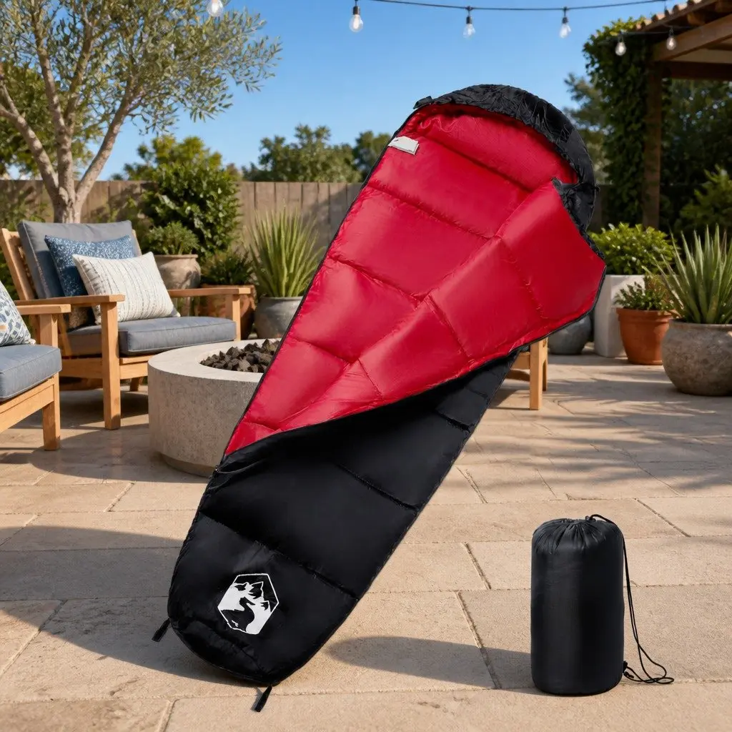 Mummy Sleeping Bag Water Resistant Adults Compact Red