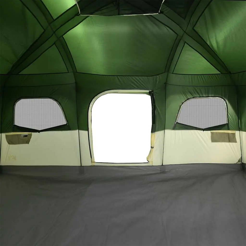 10-Person Family Camping Tent Green Waterproof Cabin with Detachable Rainfly and Mosquito Mesh