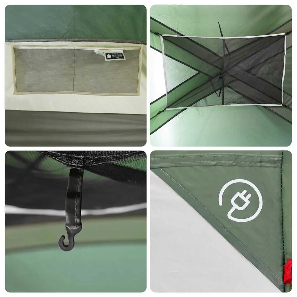 10-Person Family Camping Tent Green Waterproof Cabin with Detachable Rainfly and Mosquito Mesh