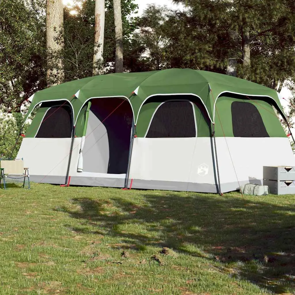 10-Person Family Camping Tent Green Waterproof Cabin with Detachable Rainfly and Mosquito Mesh