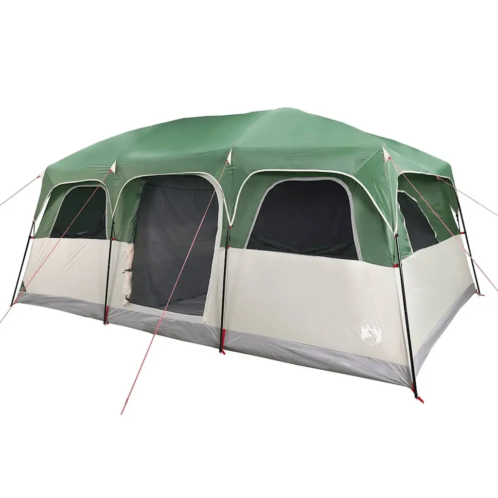 10-Person Family Camping Tent Green Waterproof Cabin with Detachable Rainfly and Mosquito Mesh