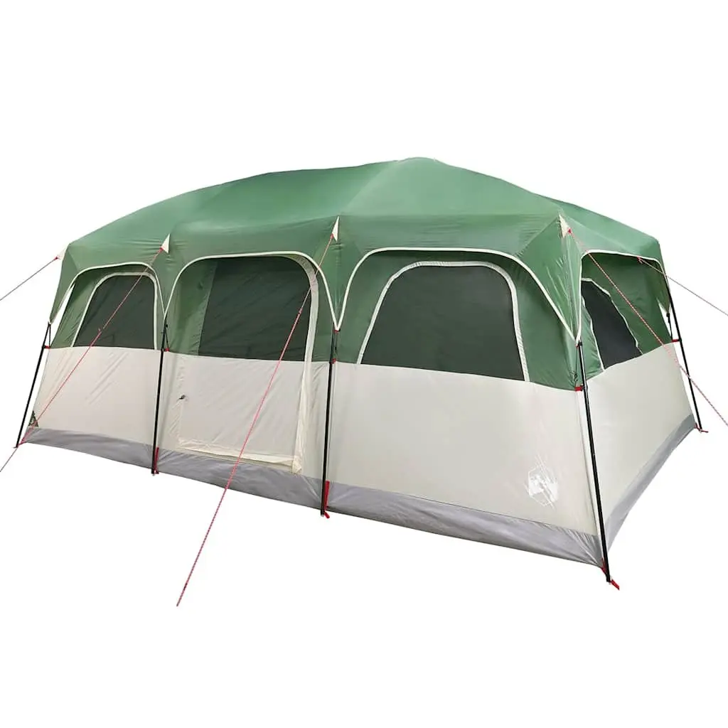 10-Person Family Camping Tent Green Waterproof Cabin with Detachable Rainfly and Mosquito Mesh