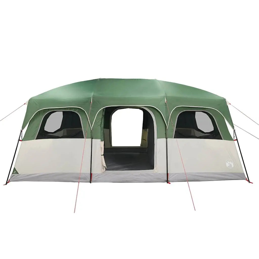 10-Person Family Camping Tent Green Waterproof Cabin with Detachable Rainfly and Mosquito Mesh