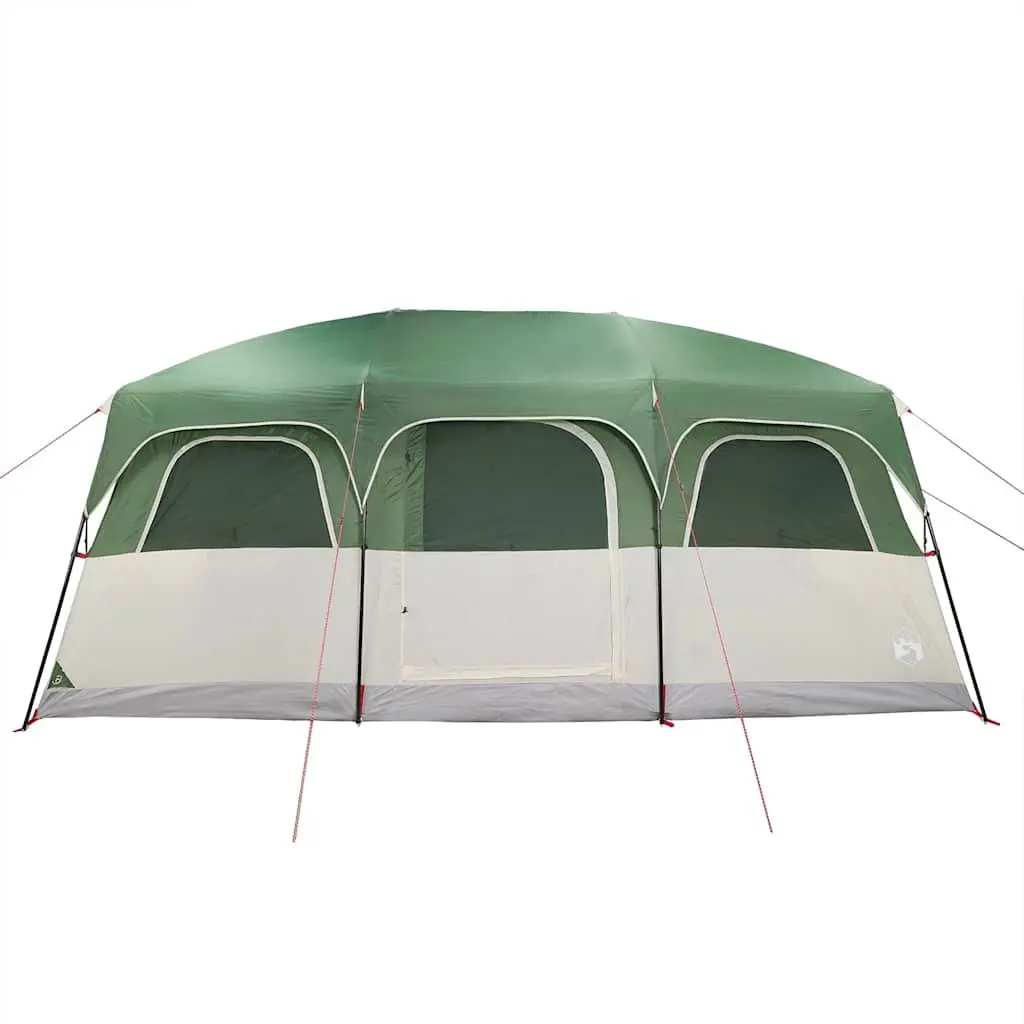 10-Person Family Camping Tent Green Waterproof Cabin with Detachable Rainfly and Mosquito Mesh
