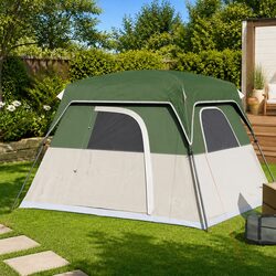Camping Tent 4-Person Cabin Green Waterproof Mosquito Mesh Ventilation Portable