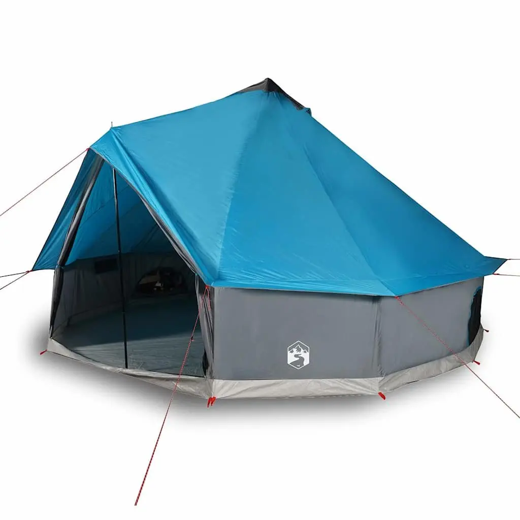 Family Camping Tent 10 Person Tipi Blue Waterproof Outdoor Adventure Shelter