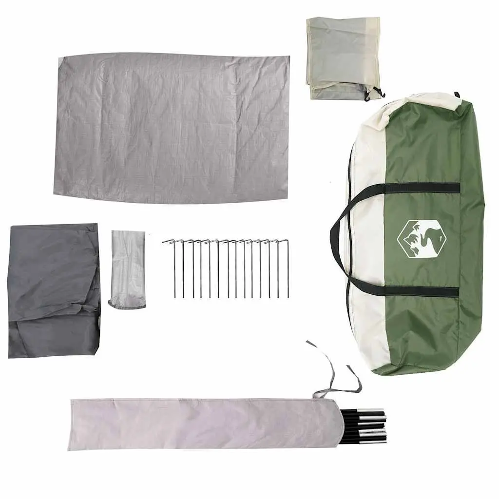 3 Person Waterproof Tunnel Camping Tent Green with Fibreglass Poles Easy Setup