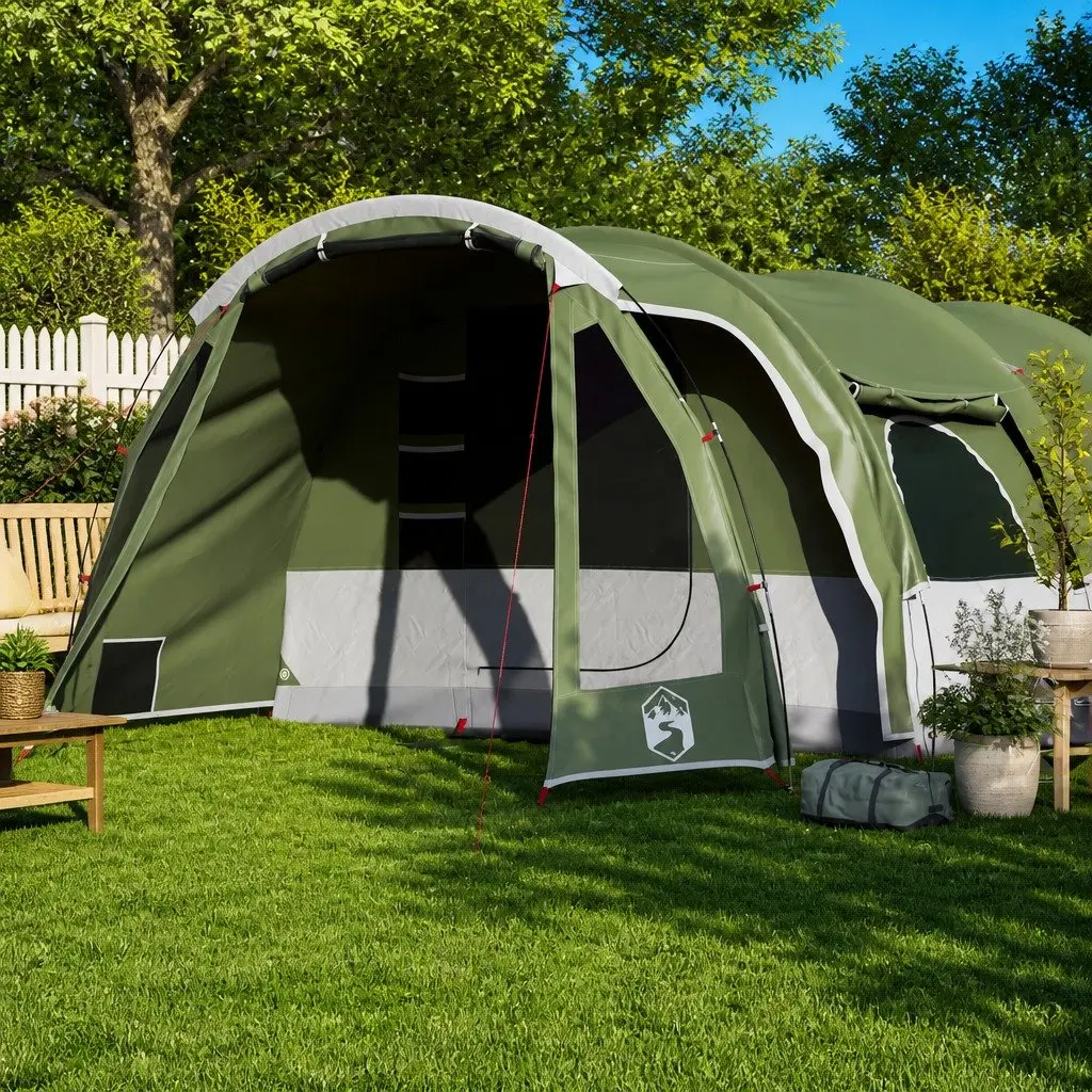 Family Tunnel Tent Waterproof Green 8-Person Easy Setup