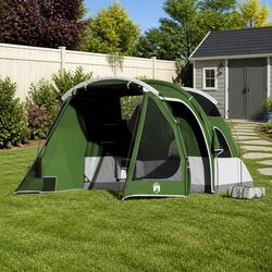Camping Tent Tunnel 4-Person Green Waterproof Fibreglass Poles Easy Setup