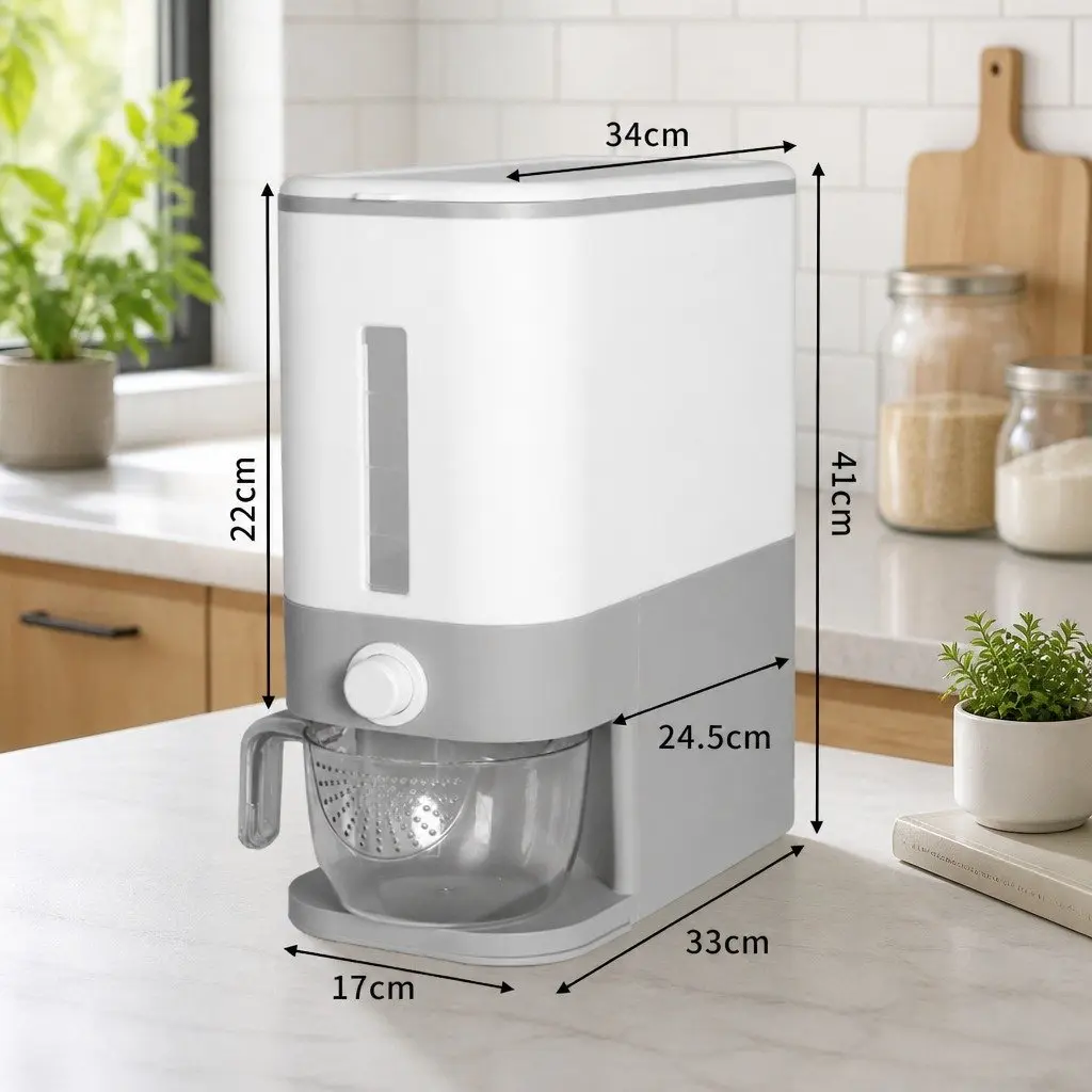 Cereal Dispenser 12L Auto Grain Storage Container Kitchen Food Organiser Button