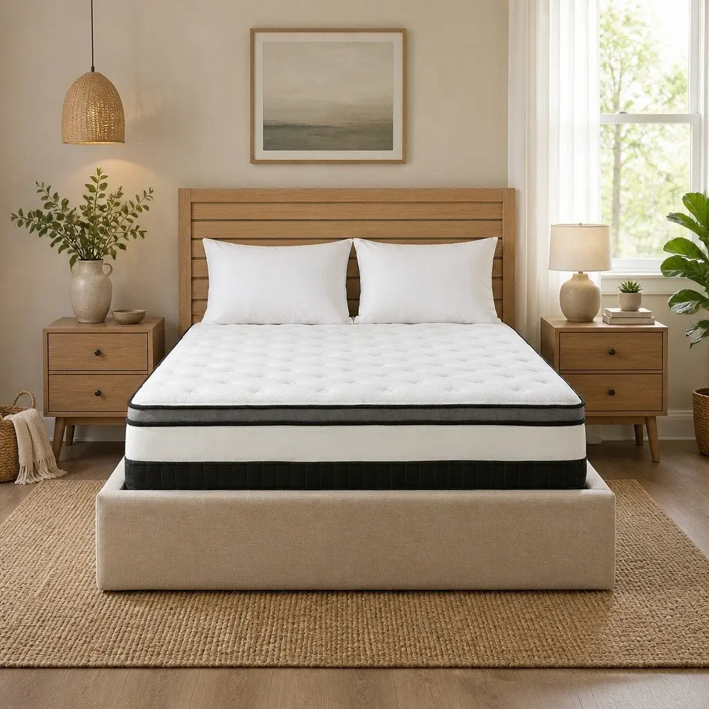 King Single Osteopedic Euro Top Pocket Spring Mattress Medium Firm Hybrid Foam 107cm x 203cm x 30cm