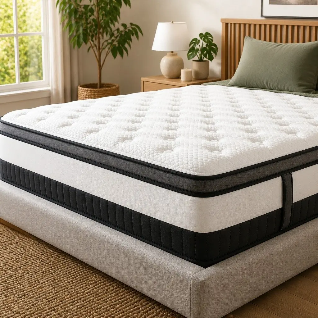 King Single Osteopedic Euro Top Pocket Spring Mattress Medium Firm Hybrid Foam 107cm x 203cm x 30cm