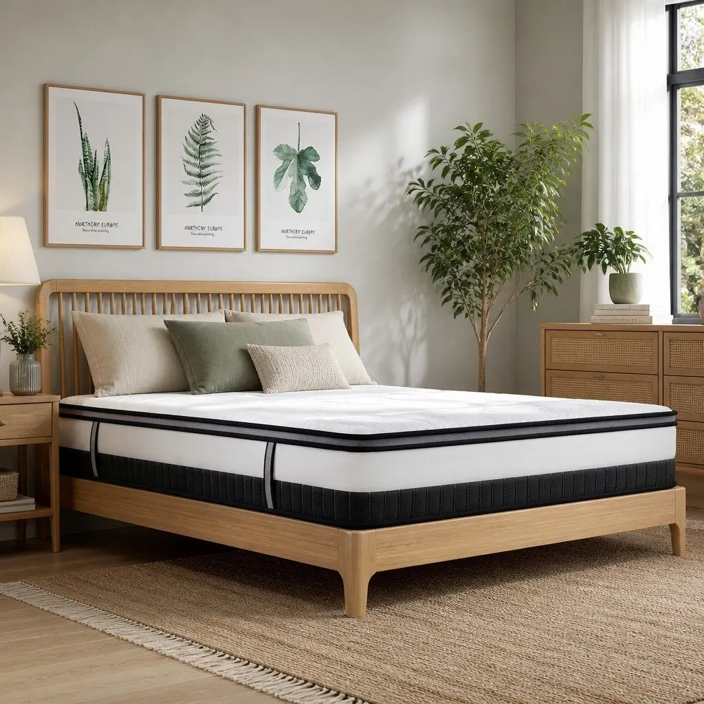 King Single Osteopedic Euro Top Pocket Spring Mattress Medium Firm Hybrid Foam 107cm x 203cm x 30cm