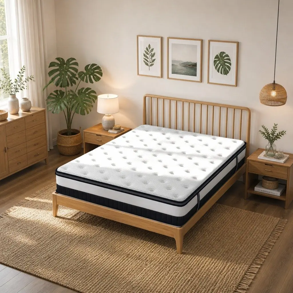 King Single Osteopedic Euro Top Pocket Spring Mattress Medium Firm Hybrid Foam 107cm x 203cm x 30cm