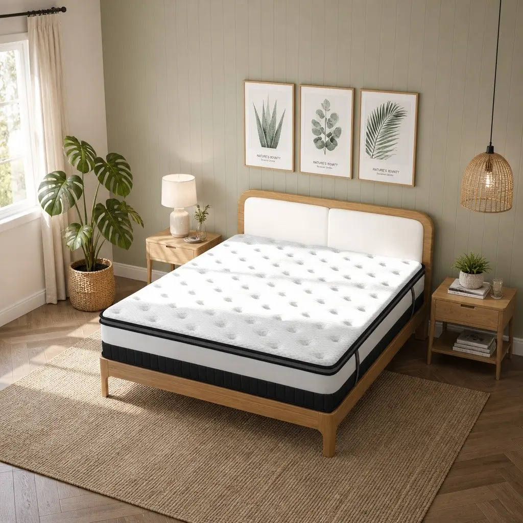 King Single Osteopedic Euro Top Pocket Spring Mattress Medium Firm Hybrid Foam 107cm x 203cm x 30cm
