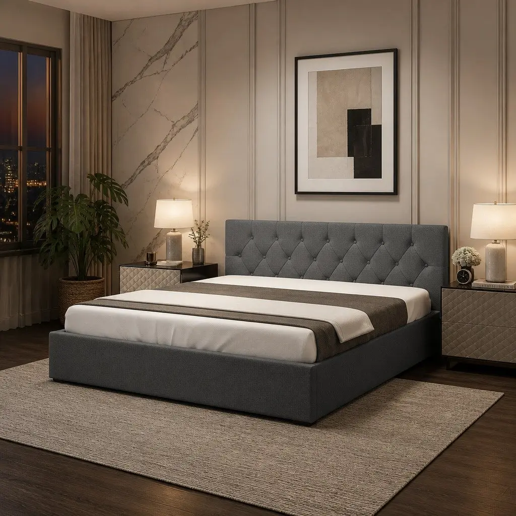 Double Gas Lift Bed with Tufted Style