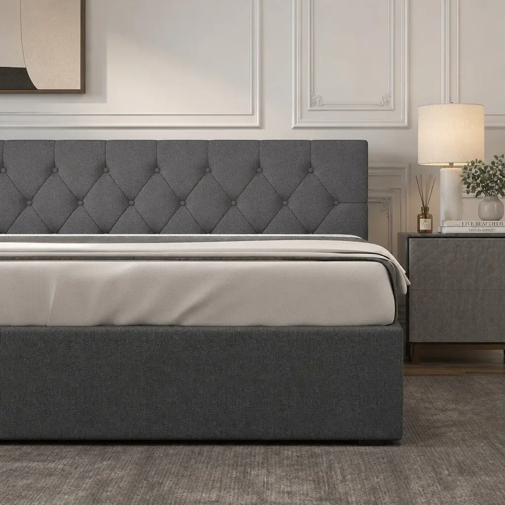 Double Gas Lift Bed with Tufted Style