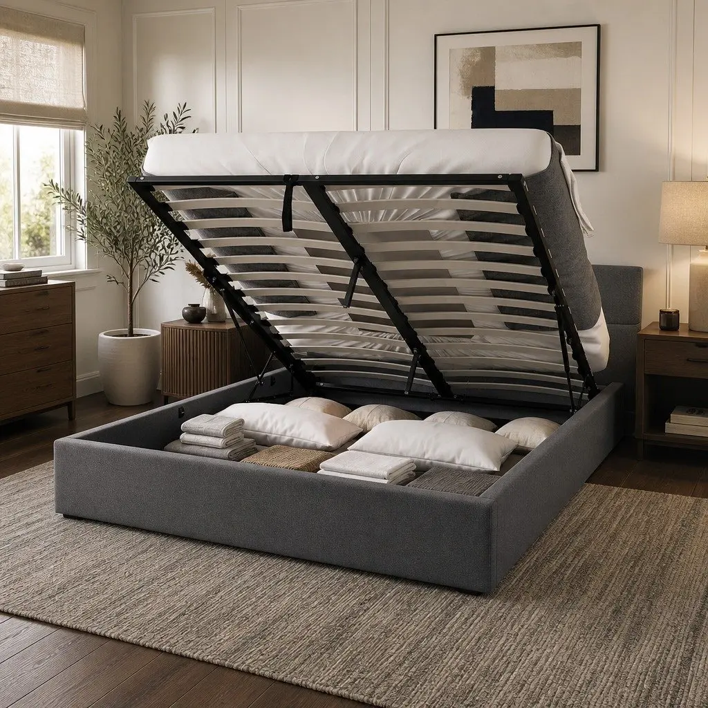 Double Gas Lift Bed with Tufted Style