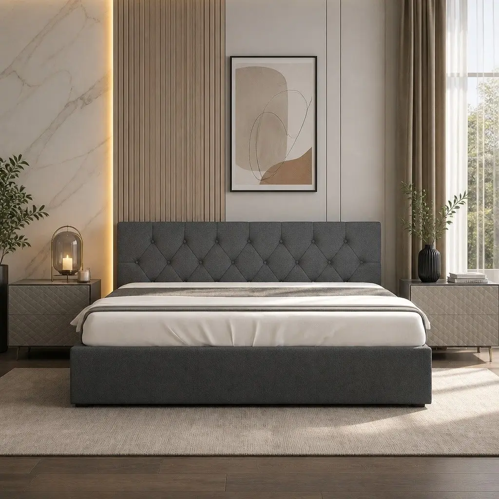 Double Gas Lift Bed with Tufted Style