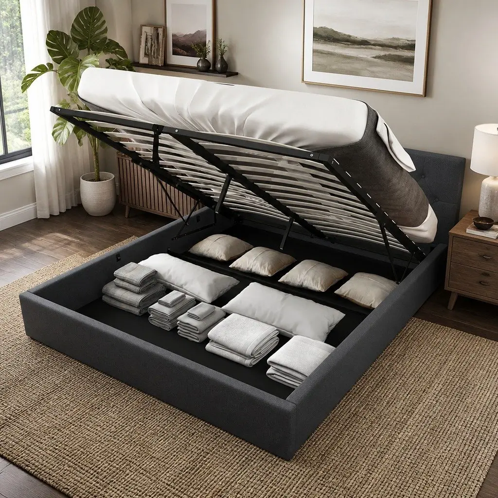 Double Gas Lift Bed with Tufted Style