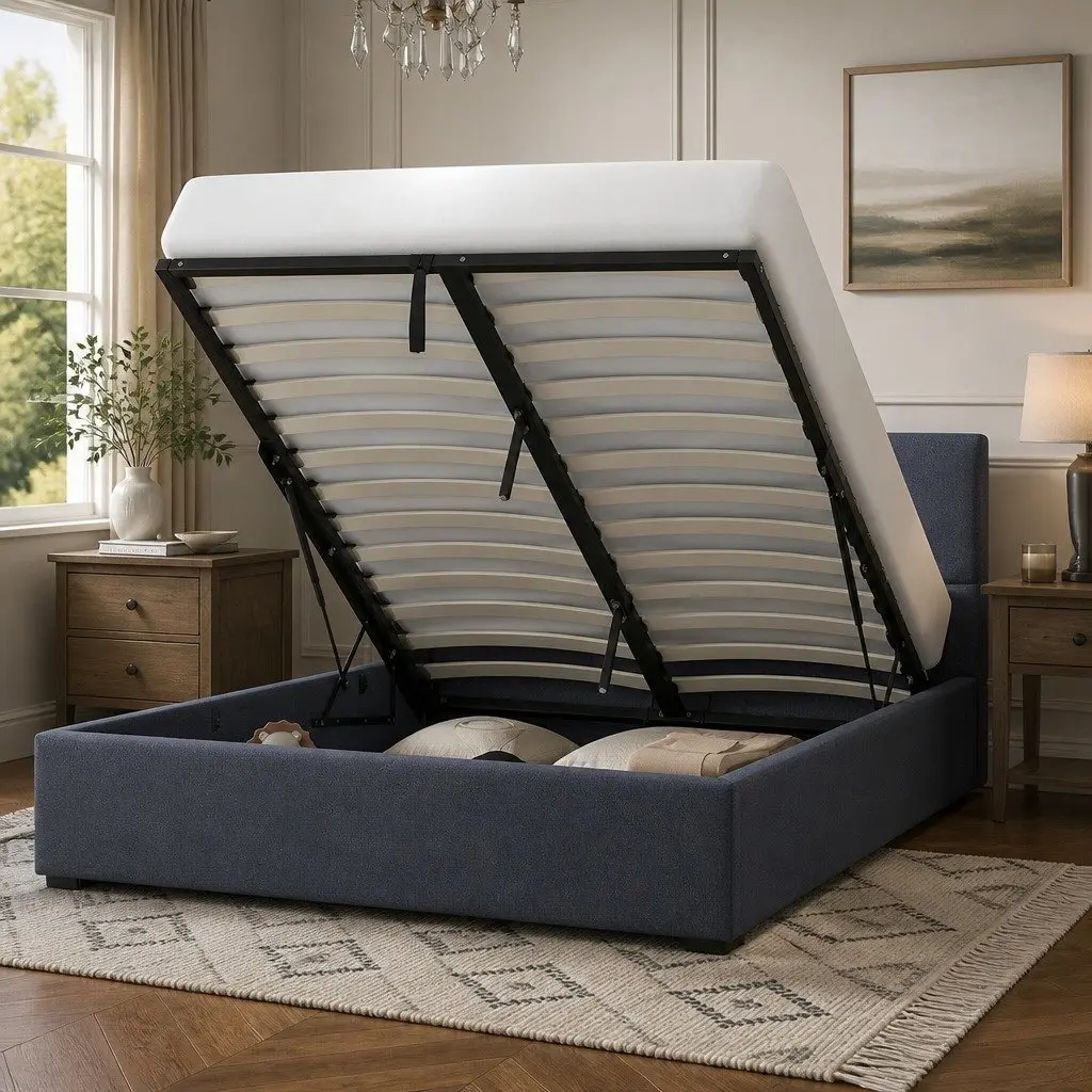 Gas Lift Bed Frame with Headboard Modern King Single Storage Platform