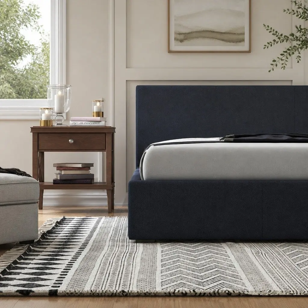 Gas Lift Bed Frame with Headboard Modern King Single Storage Platform