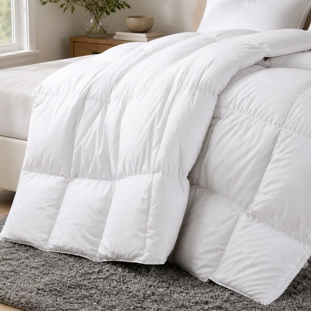 Duck Feather Down Quilt Ultra Soft Cotton Cover King Size 500GSM Baffle Box Construction