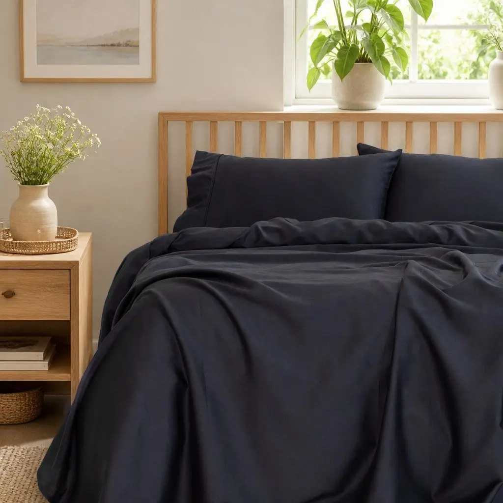 1000 Thread Count Queen Sheet Set Charcoal Bamboo Cotton