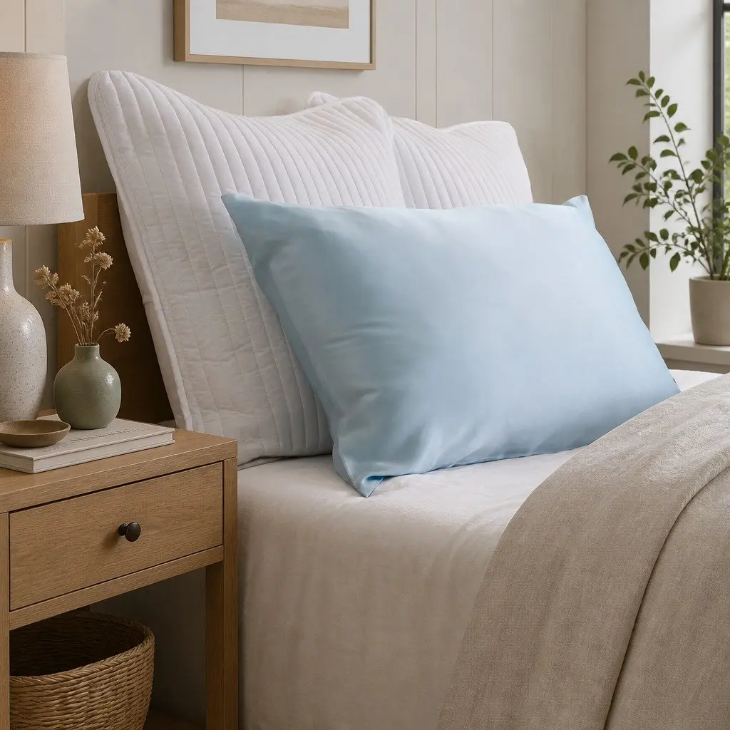 Soft Blue Silk Pillowcase