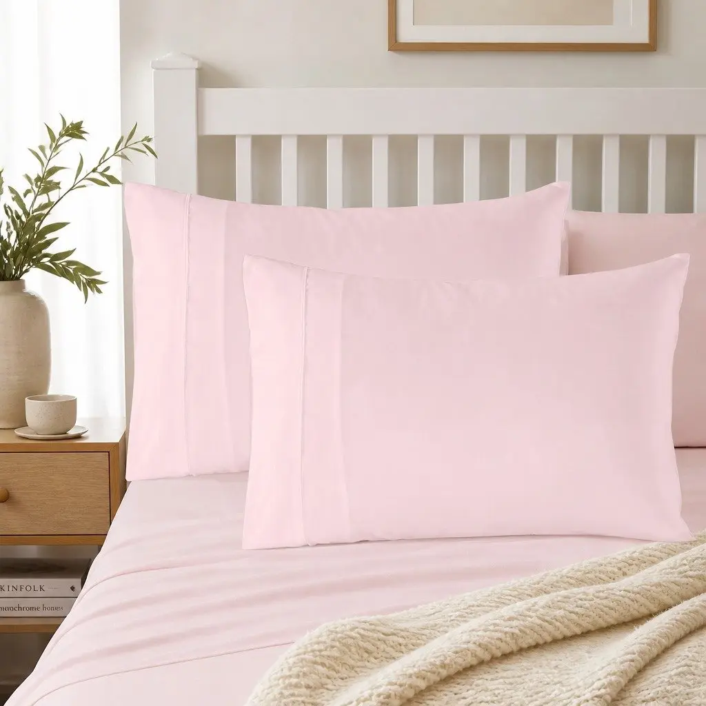 King Sheet Set 1200TC Ultrasoft Satin Microfibre 4 Piece Deep Pocket Soft Pink