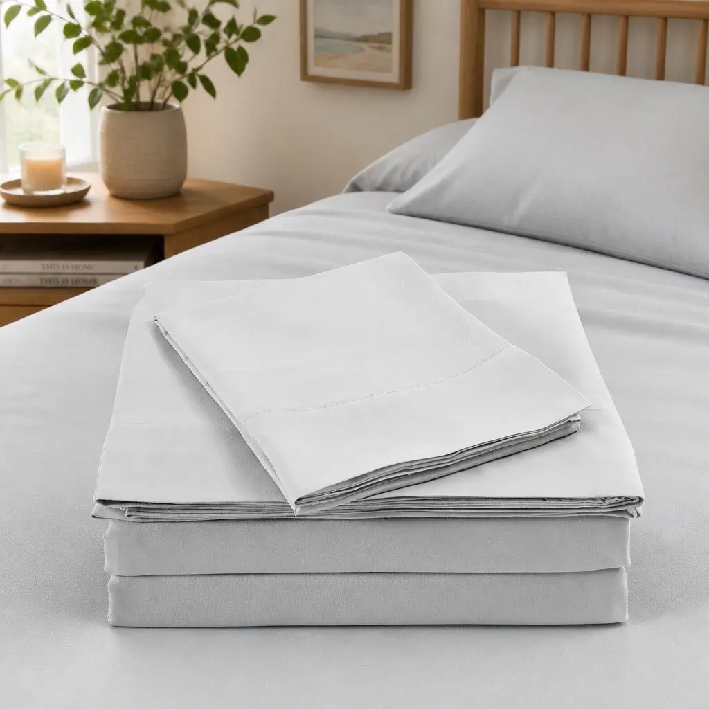 King Bamboo Blend Sheet Set 1000TC Soft Bedding Light Grey