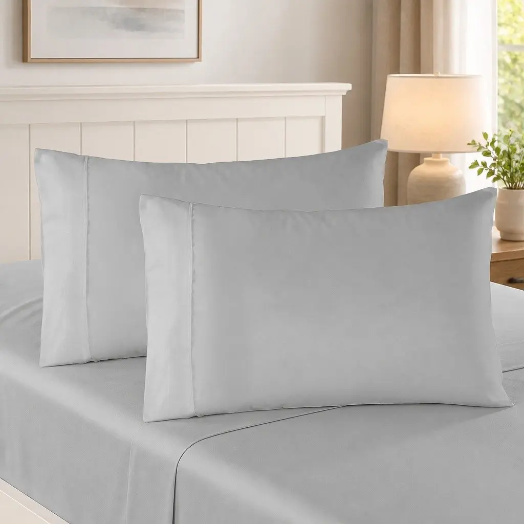 King Bamboo Blend Sheet Set 1000TC Soft Bedding Light Grey