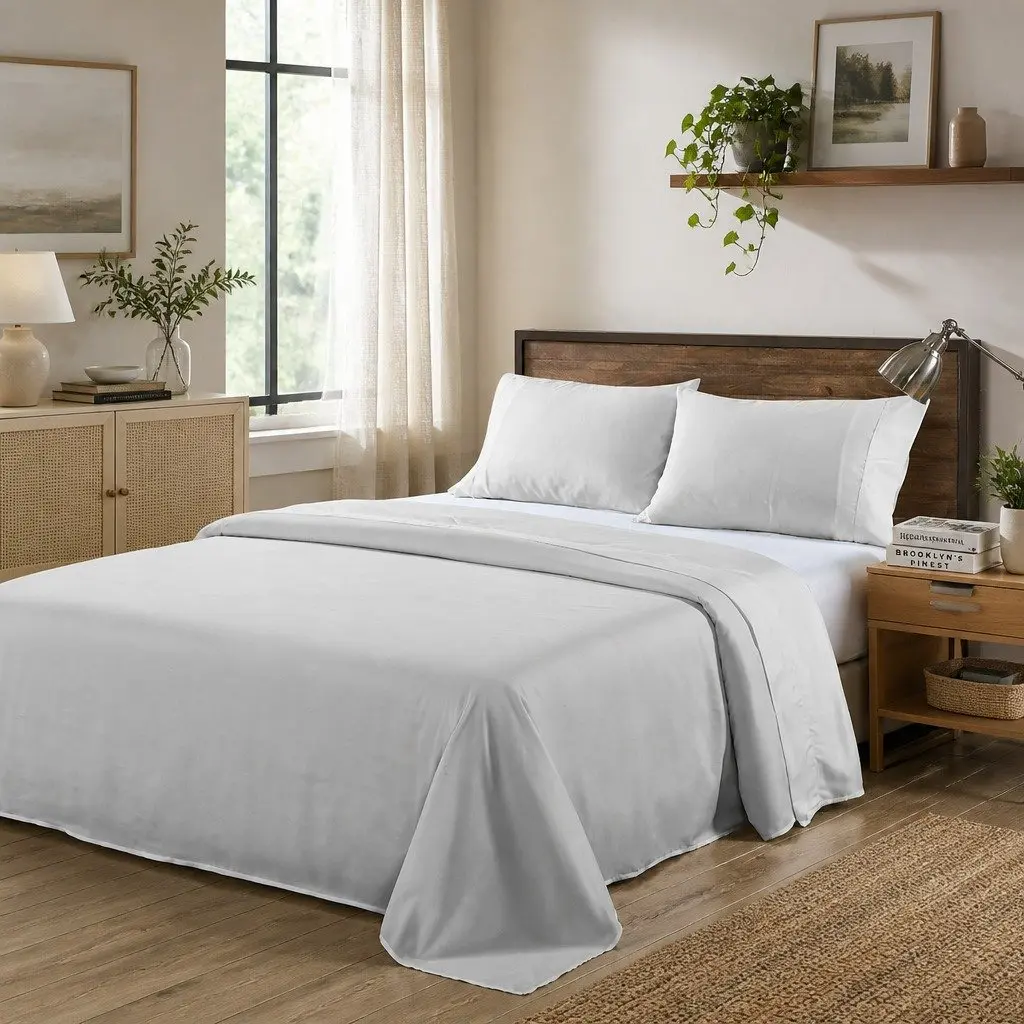 King Bamboo Blend Sheet Set 1000TC Soft Bedding Light Grey