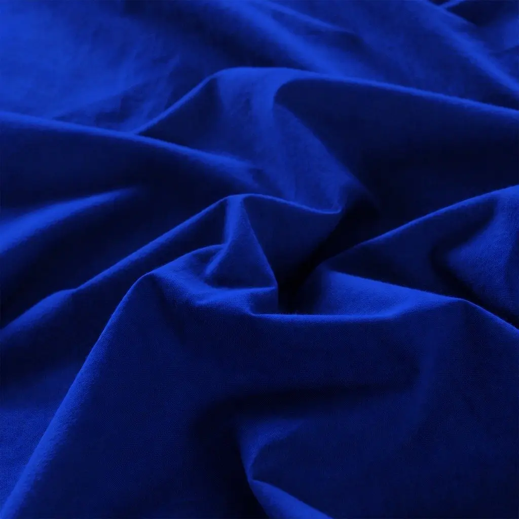 Double Bed Sheet Set Vintage Washed Cotton Percale Soft Royal Blue