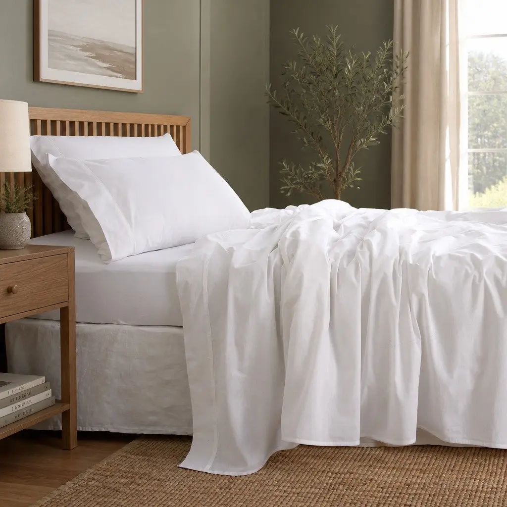King Cotton Sheet Set Vintage Washed Soft Breathable King Size