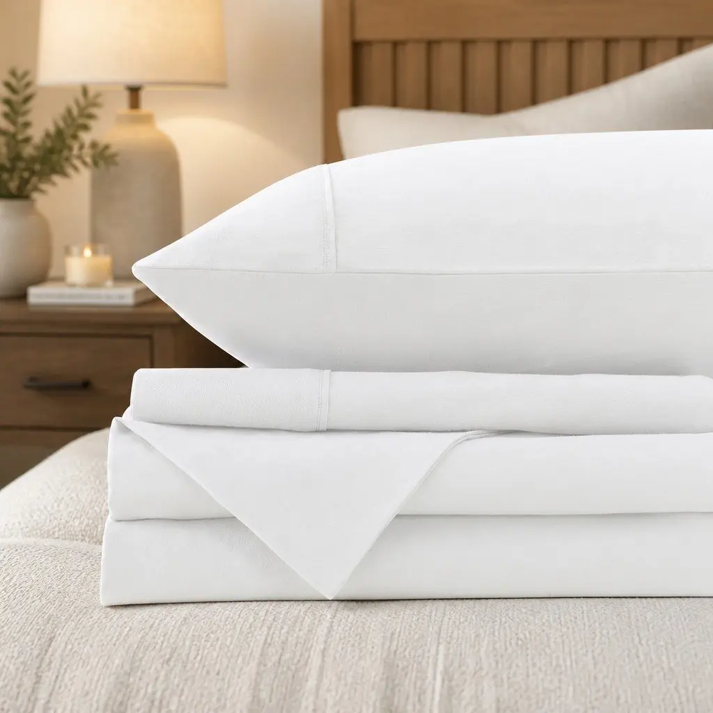 King Cotton Sheet Set Vintage Washed Soft Breathable King Size